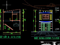 Bản vẽ,nhà 3 tầng,nhà kích thước 3 x 5m,nhà kích thước 6 x 5m,nhà